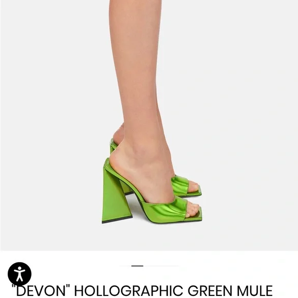 The Attico Vibrant Green Wedge Mules - Picture 2 of 5
